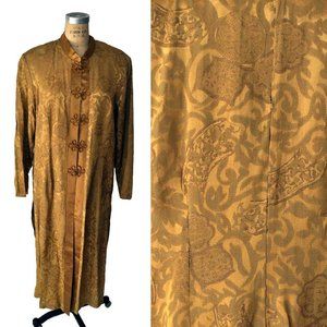 Vintage 70s Golden Asian Frog Button Long Jacket